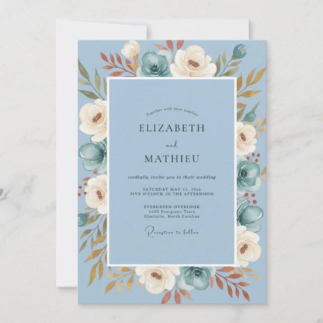 Invitation Noces Pivoine Rouille d'Acier (Devant)