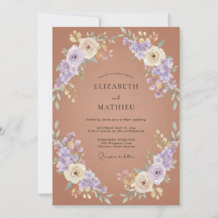 Invitation Noces Romantiques aux Fleurs de Lilas en Terracott