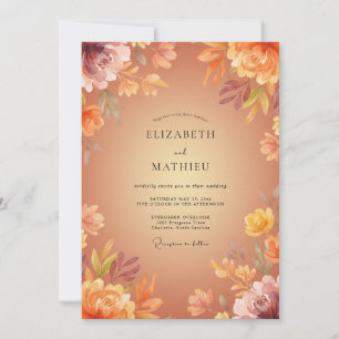 Invitation Noces Romantiques sous les Fleurs de Pêcher d'Auto