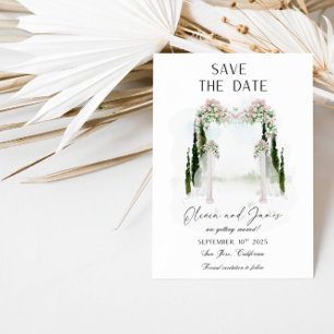 Invitation Noces Roses Romantiques sous l'Arche Enregistrez l