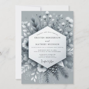 Invitation Noces Slate Frosted Bloom