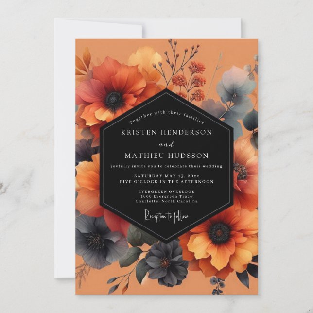 Invitation Noces Terracotta Slate Bloom (Devant)