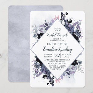 Invitation Nocturne Floral Chic Diamant Mariage Brunch Shower