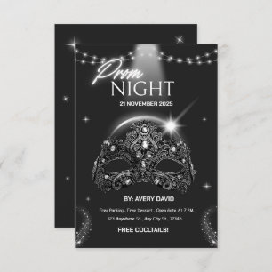 Invitation nocturne moderne noir et blanc Prom