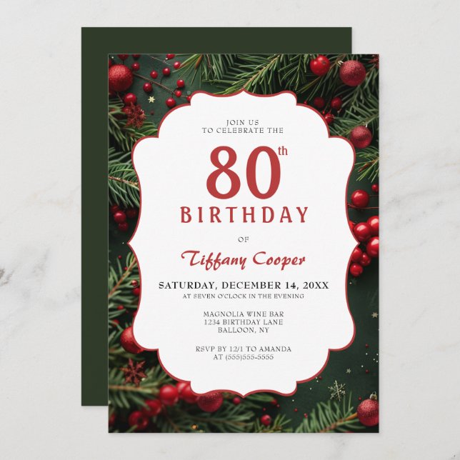 Invitation Noël 80e anniversaire (Devant / Derrière)