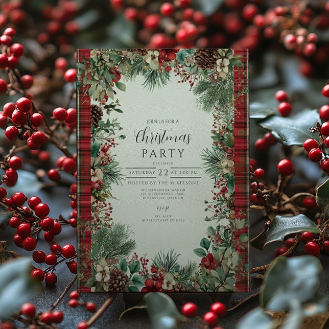 Invitation Noël à carreaux vintage (Créateur téléchargé)