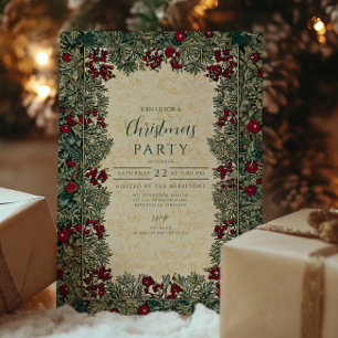 Invitation Noël à feuillage botanique vintage