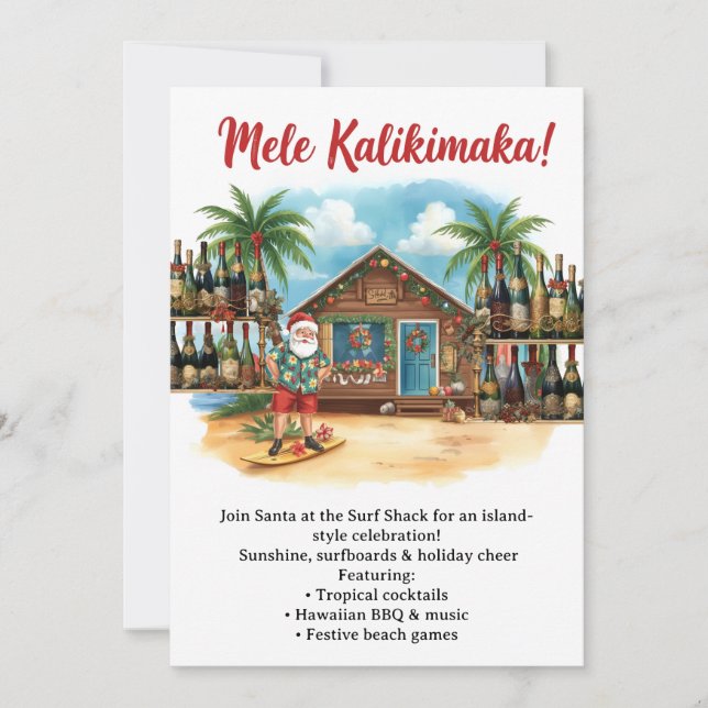 Invitation Noël à Hawaï  party Hawaï “Mele Kalikimaka!”  (Devant)