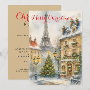 Invitation Noël à Paris Tour Eiffel Hiver Personnalisé