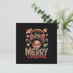 Invitation Noël Afro-Américain Bun Messy Maman Noire