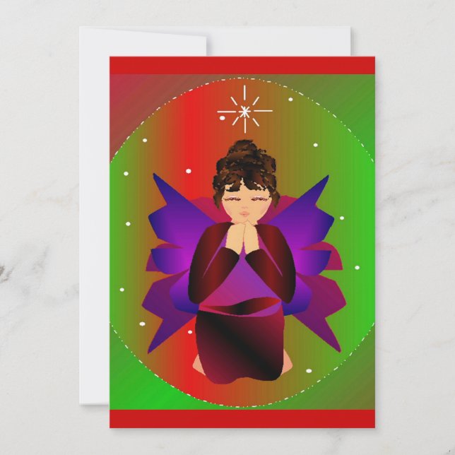 Invitation Noël Ange Bébé Fille prier (Devant)