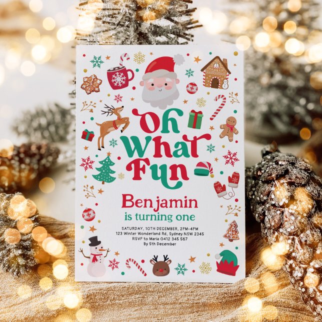 Invitation Noël Anniversaire Oh Quel Amusant Anniversaire de  (Créateur téléchargé)