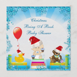 Invitation Noël apportent un baby shower de bleu de bébé de