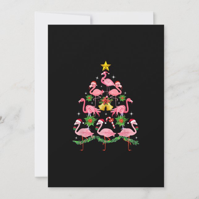 Invitation Noël - Arbre de Noël Flamant Rose Mignon (Devant)