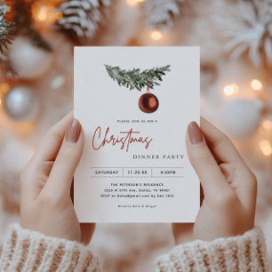 Invitation Noël Arbre Ornement Soirée de Noël