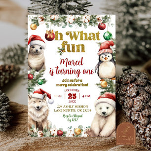Invitation Noël Arctic Animaux Amusants Anniversaire Invitati