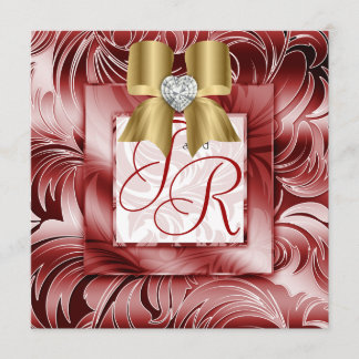 Invitation Noël argenté floral de rouge de mariage de feuille