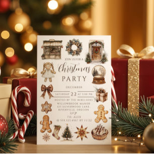 Invitation Noël au pain d'épices vintage