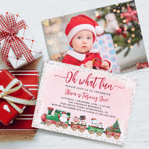Invitation Noël au Père Noël rose Argent Photo