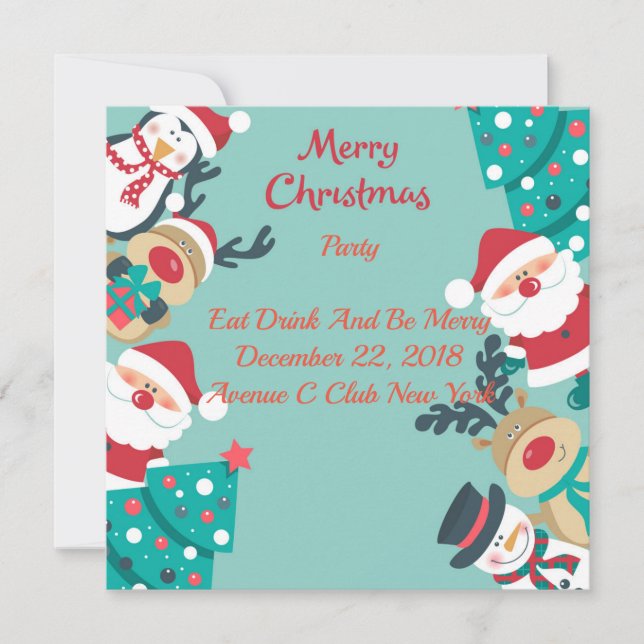 Invitation Noël avec Père Noël (Devant)