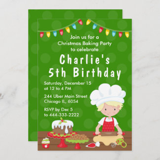 Invitation Noël Baking Anniversaire Blonde Hair Boy Invitati