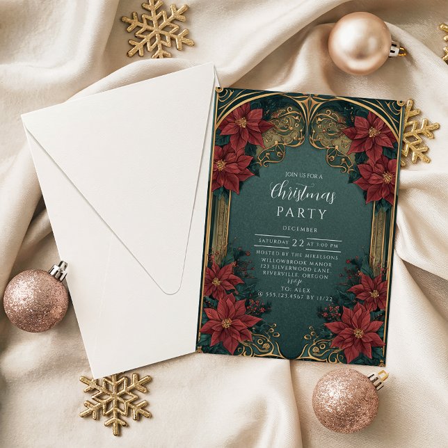 Invitation Noël Baroque Émeraude (Créateur téléchargé)