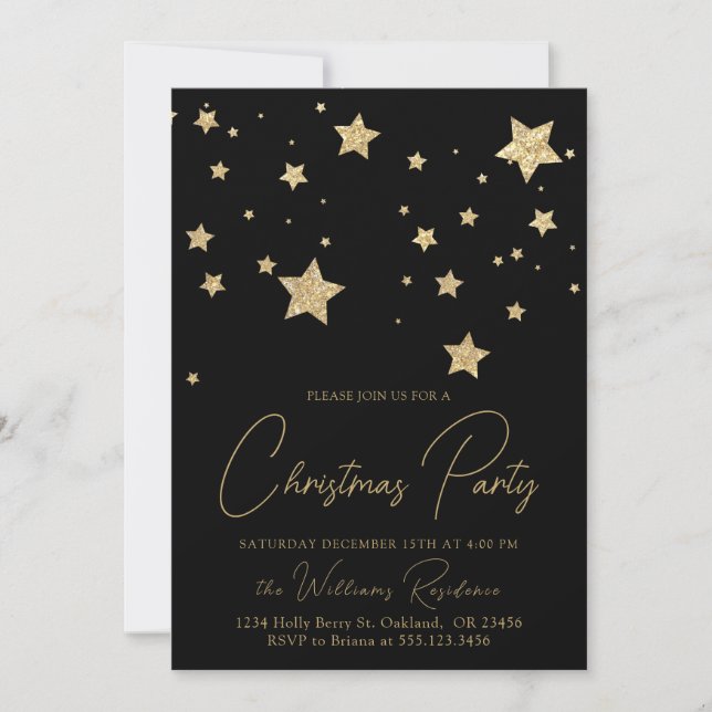 Invitation Noël Black Gold Star (Devant)