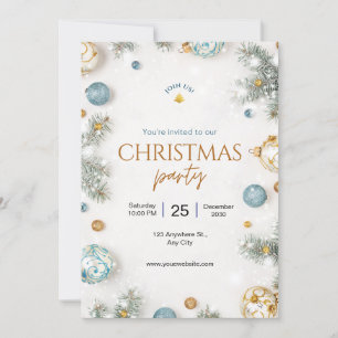 Invitation Noël blanc et bleu classique personnalisé