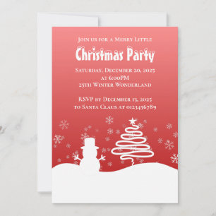 Invitation Noël blanc Hiver Merveilleux Bonhomme de neige Arb