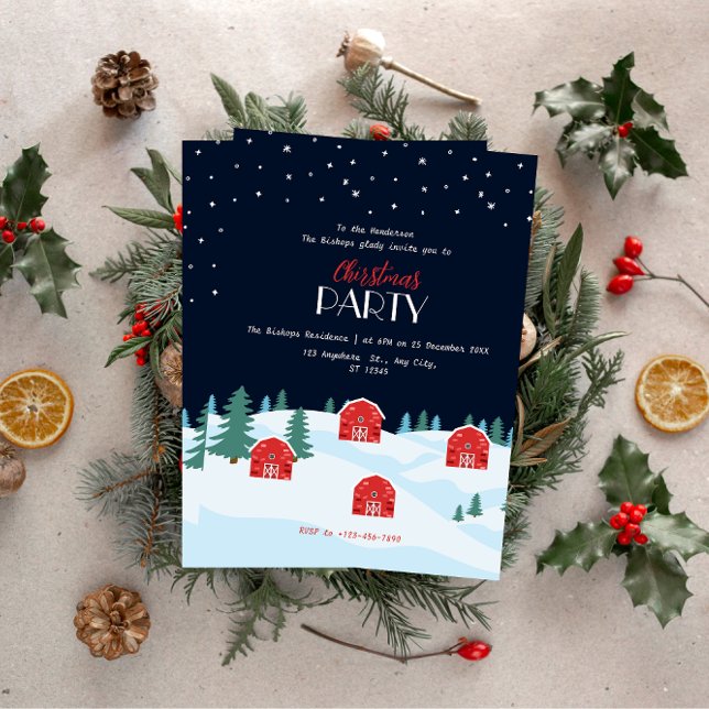 Invitation Noël Blanc Rustique (Créateur téléchargé)