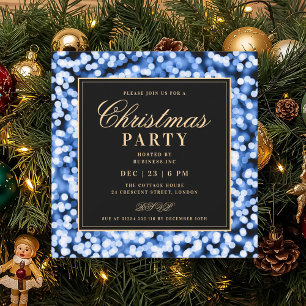 Invitation Noël Bleu Marine Glam Lumières Fête de Fêtes