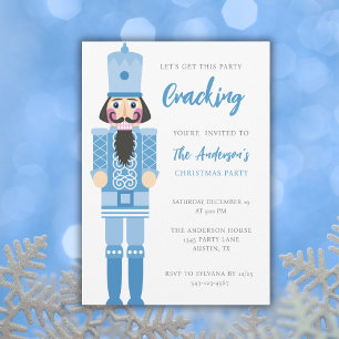 INVITATION NOËL BLEU NUTCRACKER FÊTE DE FÊTE