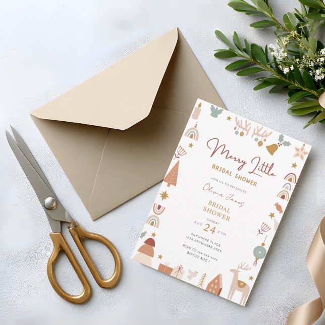 Invitation Noël Bohème Joyeux petit shower de mariage  (Créateur téléchargé)