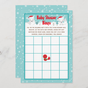 Invitation Noël Bois de l'Arctique Baby shower de renards Bin