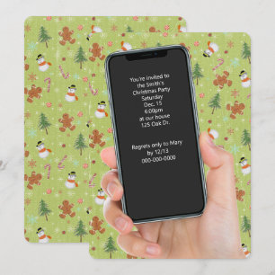 Invitation Noël bonhomme de neige et pain d'épices