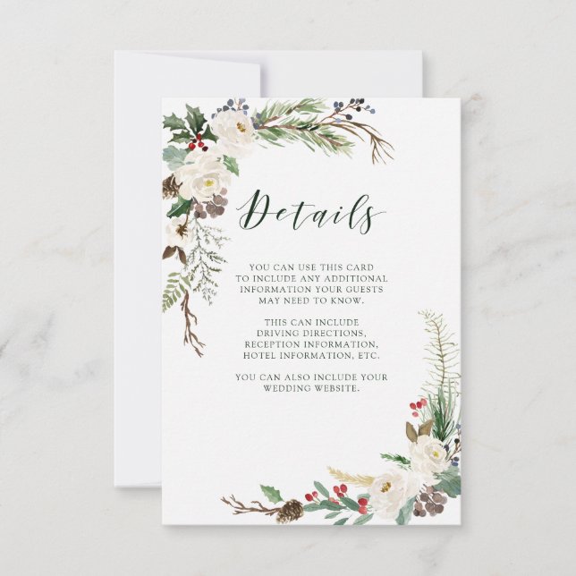 Invitation Noël botanique | Détails de l'invité Mariage (Devant)
