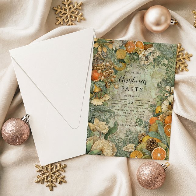 Invitation Noël botanique rustique en forêt (Créateur téléchargé)