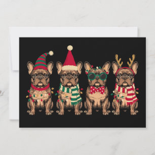 Invitation Noël Bouledogue Français Chien Père Noël Renne Xma