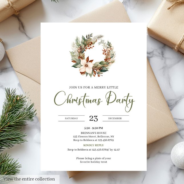 Invitation Noël Brun Clair Terreux Scandinave  (Scandinavian Earthy Olive Light Brown Christmas Party)