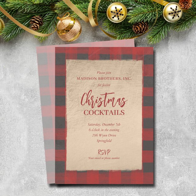 Invitation Noël Buffalo Plaid Party (Christmas Buffalo Plaid Party Invitations - PRINTED and/or INSTANT DOWNLOAD)