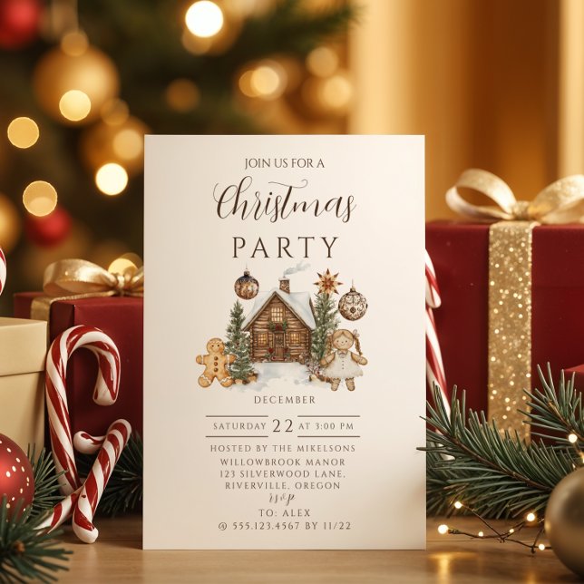 Invitation Noël Cabane en Pain d'Épices Rustique (Créateur téléchargé)