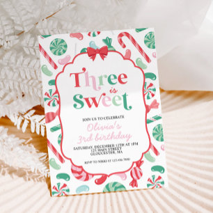 Invitation Noël Candy Trois est doux 3e anniversaire