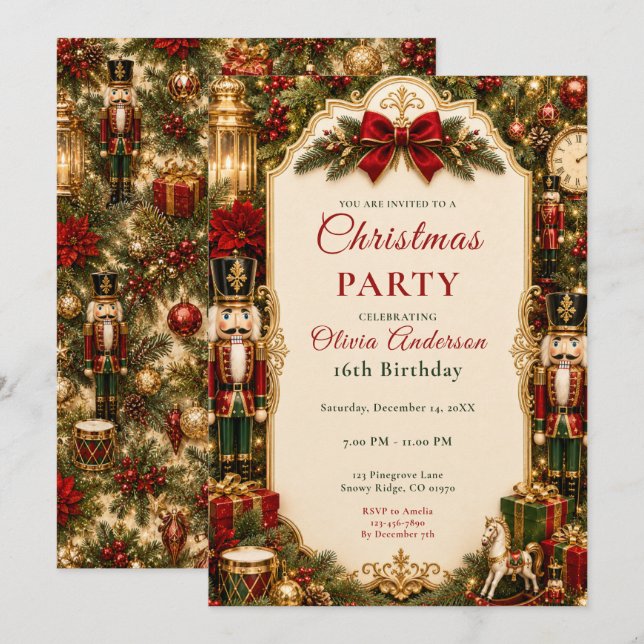 Invitation Noël Casse-Noisette Fête Seize (Devant / Derrière)