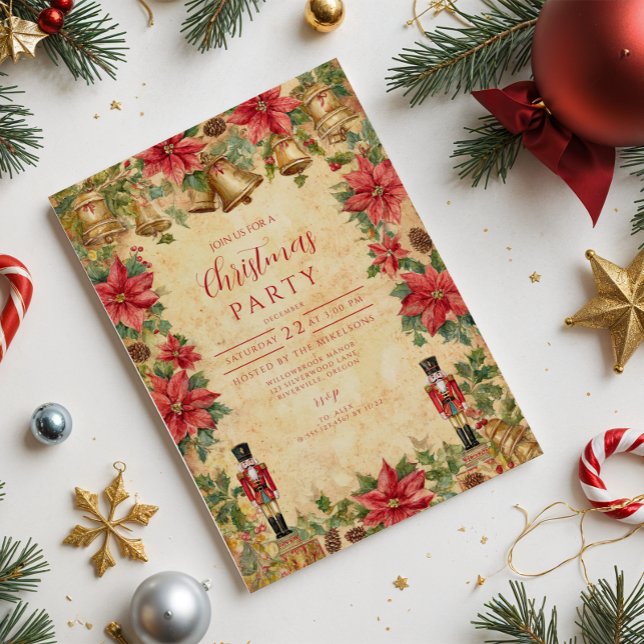 Invitation Noël Casse-Noisette Poinsettia (Créateur téléchargé)