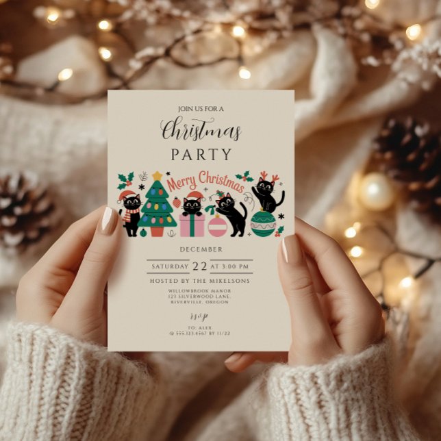 Invitation Noël Chat Noir (Créateur téléchargé)