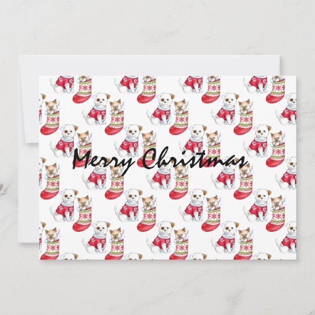 Invitation Noel Chien & Chat Stockings (Devant)