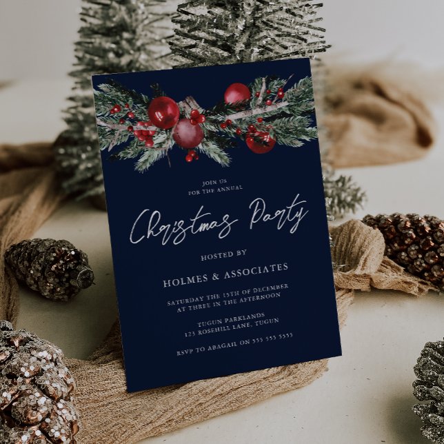 Invitation Noël classique Entreprise Bleu Noël (Créateur téléchargé)