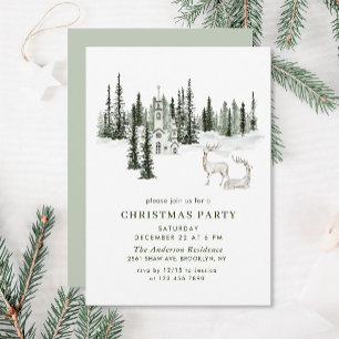 Invitation Noël classique Forêt d'hiver Noël
