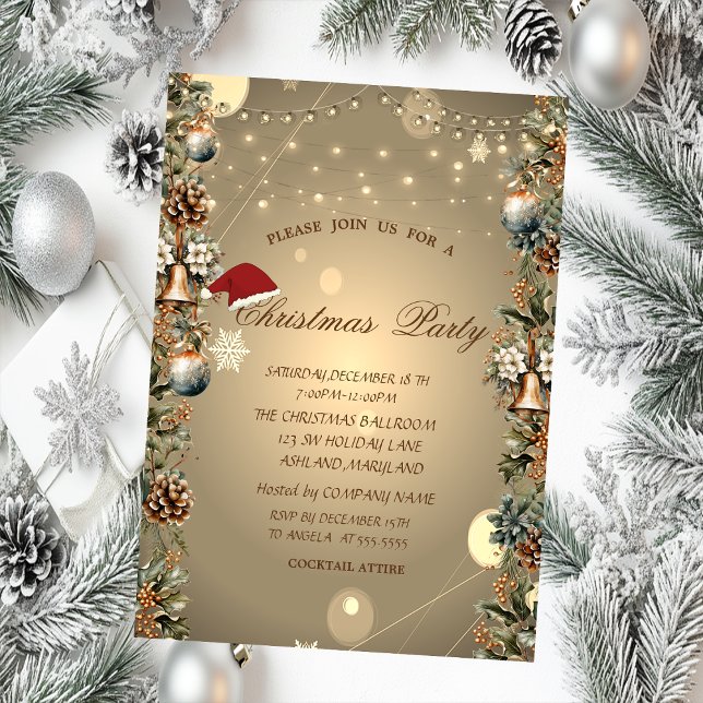 Invitation Noël cloches Pinecones Santa Hat Noël (Créateur téléchargé)