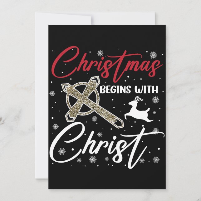 Invitation Noël commence avec le Christ Xmas chrétien (Devant)